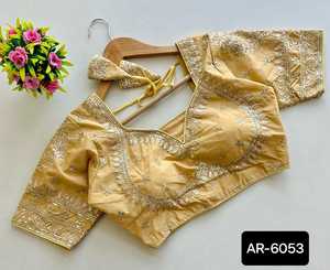 Indian Wedding Wear Heavy Pure Vichitra Silk Blouse with Jari Embroidery and Sequence Work Bridal Wear Readymade Blouse - Product Image 2