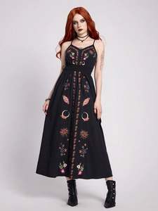 Vestido túnica mexicano bordado para mujer, tela de poliéster 100%, suave y transpirable, precio al por mayor, vestidos de estilo nacional para mujer - Product Image 6