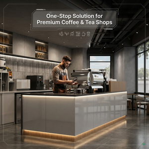 <span class=keywords><strong>Comptoir</strong></span> de bar pour salon de thé avec vitrine à pâtisserie, réfrigérateur à boissons, mobilier de café gris clé en main pour nouvelle installation de magasin - Product Image 2