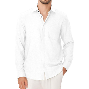 ชุดเดรสสำหรับผู้ชาย, ชุดเดรสผ้ายืดกันเปื้อนพร้อมกระดุมย้อมด้วยเส้นด้ายระบายอากาศได้ดีสำหรับฤดูใบไม้ผลิ - Product Image 6