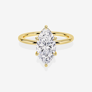 Anillo de Compromiso Petite Solitaire en Oro de 14K con Diamante de Corte Marquesa Cultivado en Laboratorio - Product Image 1
