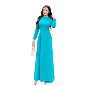 Ao Dai Vietnam, robe asymétrique vintage en modal à imprimé léopard pour femmes, taille plus, service personnalisable - Product Image 5