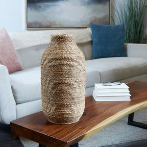 TienPhong hecho a mano al por mayor Deco 79 Seagrass envuelto jarrón 10 "X 10" X 19 "marrón para jarrón categoría decoración sala de estar - Product Image 2