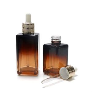 Flacon compte-gouttes <span class=keywords><strong>de</strong></span> 30 ml, 75 ml, 100 ml, huile à <span class=keywords><strong>barbe</strong></span> <span class=keywords><strong>de</strong></span> luxe européenne, <span class=keywords><strong>bouton</strong></span> poussoir, brun ambre, givré bleu, prix compétitif - Product Image 2