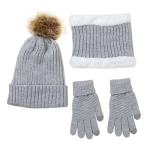 Ensemble trois pièces d'hiver unisexe personnalisé, bonnet en tricot chaud, écharpe et gants, 100% coton, style Y2K - Product Image 2