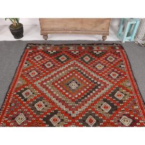 Tapis turc Kilim 4,9 x 8,6 pieds, tapis vintage rouge uni en laine - Product Image 3