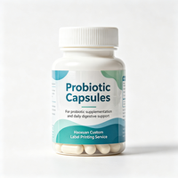 Étiquettes transparentes en PET imperméables imprimées pour bouteilles de capsules probiotiques Haoxuan OEM, pour l'emballage de compléments alimentaires