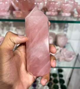Punta de torre de cuarzo rosa natural tallada cristal curativo Feng Shui varita de decoración del hogar - Product Image 5