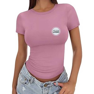 T-shirts pour femmes en coton extensible à manches raglan, sur mesure, haute qualité, 95% coton, 5% élasthanne - Product Image 3