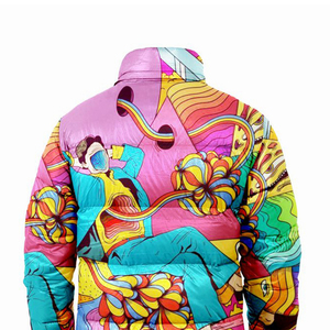 Veste matelassée d'hiver personnalisée de haute qualité pour hommes col montant veste imprimée sur toute la surface veste matelassée sublimée traitement enduit - Product Image 4