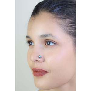 925 Silver Turquoise Nosepin Tibetan Nazakat <b>Clip</b>-On Earrings with <b>Star</b> Pattern <b>Star</b>-shaped Tibetan Jewelry - Product Image 1