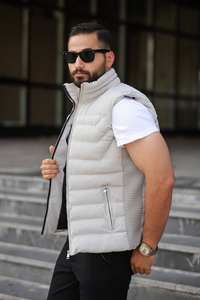 Chaleco y chaleco acolchado informal de talla grande para hombre, cómodo y elegante con relleno de nailon y cuello con capucha para la temporada de invierno - Product Image 2