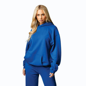 Chándal de mujer de gran tamaño con logotipo de tu marca personalizado, chándales transpirables de felpa francesa con hombros caídos de talla grande para mujer, conjunto de 2 piezas - Product Image 4