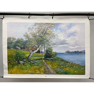 Dipinti a olio 100% fatti a mano 23.5 di un campo classico paesaggio x 35.5 pollici primavera scenario da mastro artisti - Product Image 4