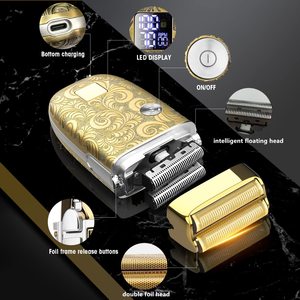 Tondeuse à cheveux électrique sans fil, rasoir, lames en acier inoxydable, alimentation USB, écran LCD en français, 2 têtes de rasage - Product Image 2