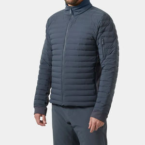 Duck Down Padded Jacket for Men Horizontal Quilting Design Men's Down <b>Coat</b> With Double Collar Double Placket with Slant Pockets - Product Image 1