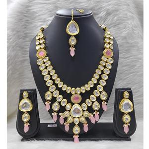 Boucles d'oreilles de luxe Kundan Set Back Meenakari Tikka Incroyable Qualité Plaqué Or - Product Image 1