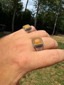 Bague de mode pour femme en argent 925 véritable saphir jaune avec diamant taillé bijoux en acier de qualité fine pour les fêtes - Product Image 5