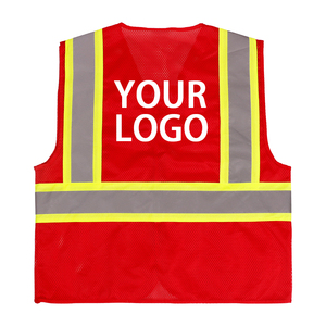 Gilet de sécurité de chantier en maille orange jaune haute visibilité, vêtement de travail réfléchissant avec plusieurs poches, taille plus, style formel - Product Image 4