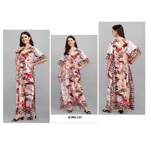 Exclusif fantaisie imprimé fleuri polyester crêpe femmes longueur au sol caftan conception lourde maillots de bain Promwear Collection pakistanais - Product Image 3