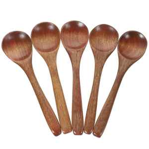 Cucharas de té y sopa de madera de diseño moderno único, cucharas de café y servicio pequeñas de madera de acacia natural de primera calidad - Product Image 1