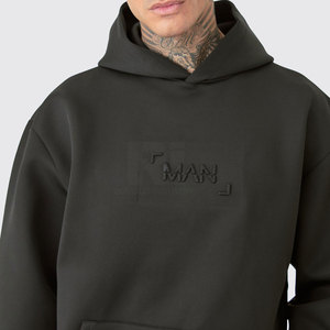 เสื้อฮู้ดผู้ชายแบบสวมหัวมีฮู้ดลายนูนสำหรับผู้ใหญ่2025ลำลองออกแบบได้ตามต้องการดีไซน์ล่าสุด - Product Image 3