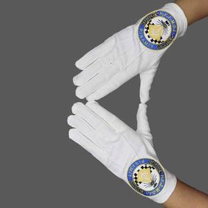 Guantes masónicos de algodón suave blanco masónico con guantes de brújula cuadrada Guantes masónicos de algodón orgánico 100 de alta calidad - Product Image 3
