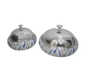 Cazuela de olla caliente de metal con revestimiento blanco de primera calidad con tapa Ideal para cocina de estilo árabe y servicio de buffet - Product Image 2