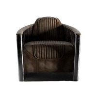 Canapé inclinable de luxe moderne de style aviateur européen, fauteuil carré en cuir véritable pleine fleur, ensemble de sièges de salon avec structure en bois pour villa