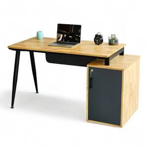 Escritorio de Oficina Moderno y Minimalista con Superficie de Madera de Caucho y Patas de Hierro 120x60cm HBCO058 - Product Image 1