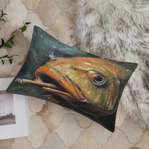 Almohada con estampado abstracto de pez ahumado - Diseño moderno con efecto de humo, 18"x18" - 45x45 cm - Product Image 4