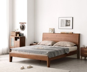 New Design Customizable Modern Nordic Walnut Solid Wood Bed - Product Image 4