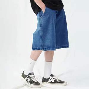 2025 nuevo algodón al por mayor Oem logotipo personalizado liso Vintage lavado de gran tamaño hombres pantalones cortos de mezclilla - Product Image 4