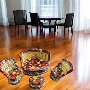 Bone Inlay Bamboo Sofa Chair Ottoman Set for Newborn Kids Living Room Safety Indoor Outdoor Patio Furniture - Product Image 2