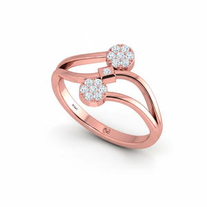 Anillo de Diamantes de Doble Círculo de Diseño para Mujer |   Anillo de Oro de 14K y Diamantes Naturales con 15 Diamantes de Corte Brillante Redondo |   0.15 quilates - Product Image 4