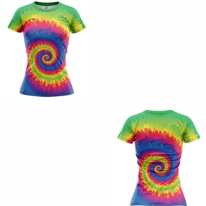 OEM T-shirt pour femme de couleur sensible aux UV 100% coton O Neck Tie Dye manches courtes imprimé grande taille formel pour l'été - Product Image 3