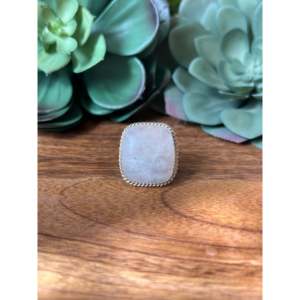 Reda Galvan Men's Couple <b>Ring</b> <b>Moon</b> Stone Sterling Silver Geometric Pattern Vermeil Platinum Setting Size 5.75 Everyday Wear - Product Image 1