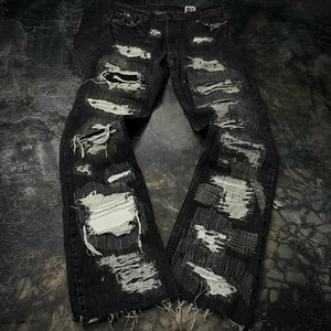 Jeans pour hommes de qualité supérieure pantalons évasés lavés à séchage rapide 100% coton personnalisé élégant motif Paisley Style Hip Hop - Product Image 1