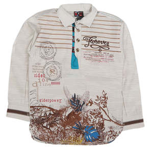 Chemise décontractée à manches longues pour garçons - Beige - Product Image 1