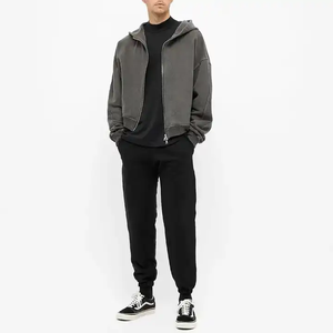 Sweat à capuche zippé pour hommes, sweats à capuche unis délavés à double fermeture éclair, sweats à capuche délavés à l'acide en éponge française pour hommes - Product Image 3