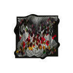 Vintage Designer Logo Scarf-Black Satin Silk Square with Geometric Pattern - Product Image 3