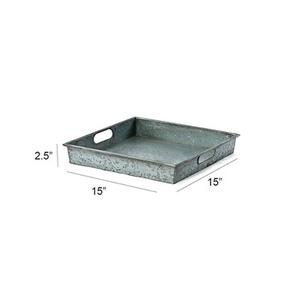 Rectangular <b>Large</b> Size Galvanized Metal Dessert <b>Tray</b> Iron Handles Elegant Stylish Display for Food Snacks Serving Trending - Product Image 5