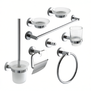 Complete <b>Set</b> of 8 Chrome <b>Bathroom</b> <b>Accessories</b> - Product Image 3