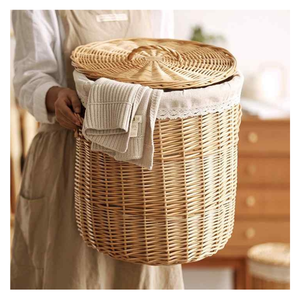 Cestas multifuncionales de mimbre tejidas a mano con estilo, respetuosas con el medio ambiente, cestas de almacenamiento de ratán con embalaje personalizado hechas en Vietnam - Product Image 1