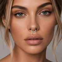 Anneau clicker unisexe en titane ASTM F136 pour septum, 16G, pavé de zircons, segment articulé, pour nez, daith, hélix, idéal pour mariage ou fiançailles