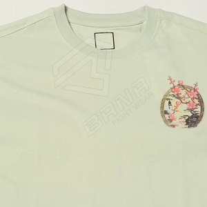 Camiseta de algodón orgánico 100% de gran tamaño con estampado 3D personalizado para hombre, patrón sólido, cuello redondo, longitud larga, informal, High Street, 180 gramos - Product Image 4
