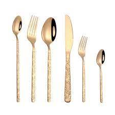 Ensemble de couverts en métal de conception classique, 4 pièces, en acier inoxydable doré, pour salle à manger, hôtel, fourchette, couteau, cuillère - Product Image 5