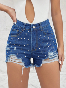 Shorts décontractés pour femmes en coton 100% respirant, style nouveau, sur mesure, avec strass, couleur unie, fabriqués au Pakistan, meilleur prix - Product Image 2