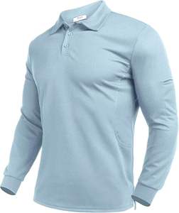 เสื้อเชิ้ตผู้ชายผ้าโพลีเอสเตอร์ทอแขนยาว แห้งเร็ว ป้องกันแสงแดด UPF 50+ ระบายอากาศดี มีปก สไตล์สปอร์ต เหมาะสำหรับเล่นกอล์ฟ สีพื้น - Product Image 5