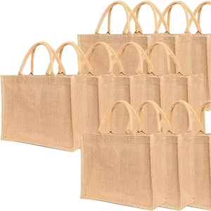 Jute Fabric Bag With Handle Shopping Travel <b>Beach</b> Tote Large Bags Wedding Favor Party <b>Gifts</b> Packing Idea Welcome <b>Gift</b> for Guests - Product Image 1